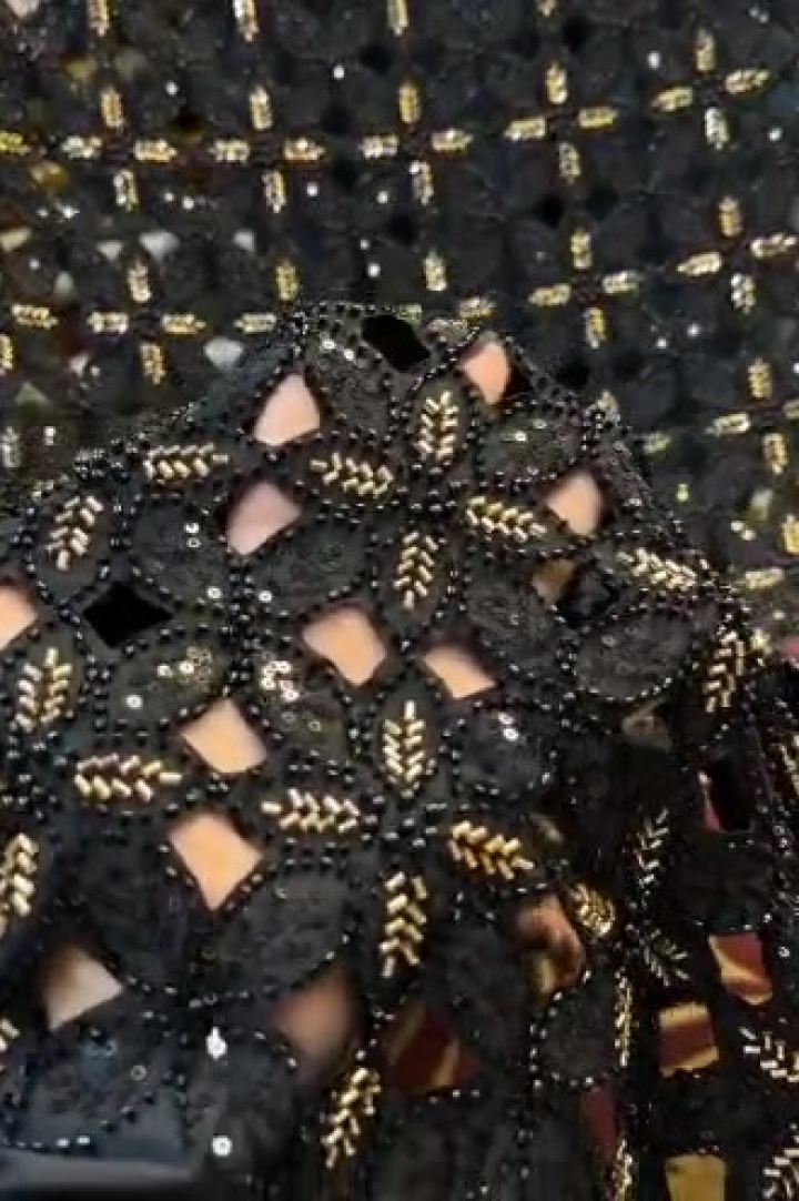 Black Cutwork with Gold Leaves