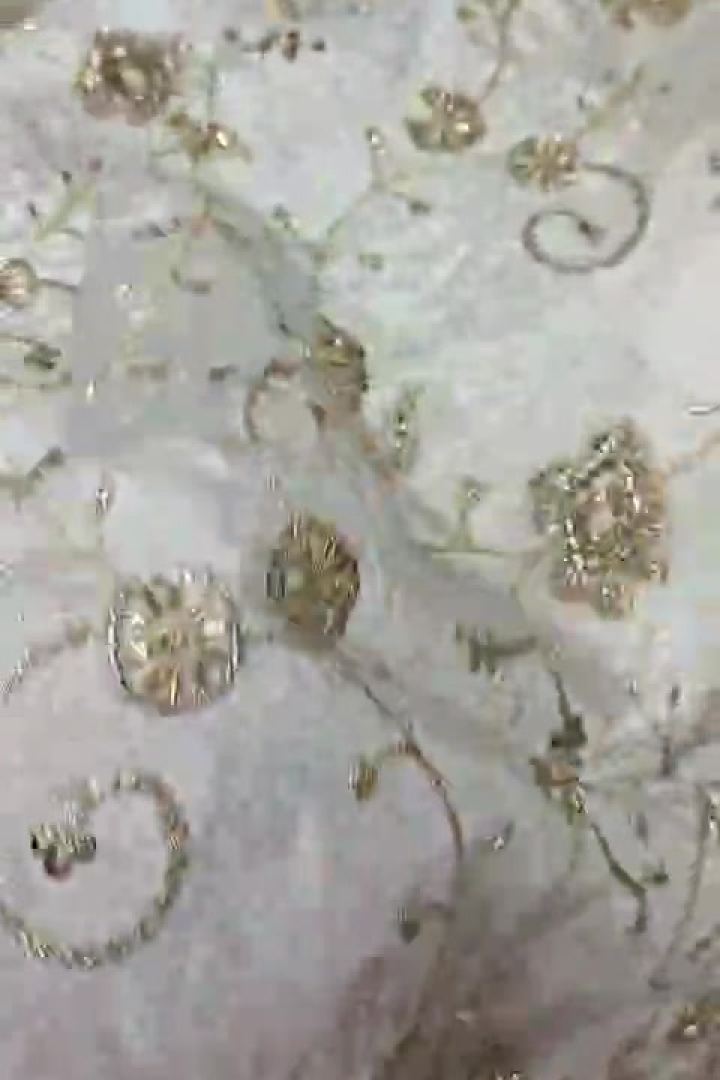 Ivory Gold Rose Embroidery
