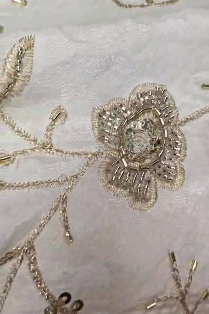 Ivory Gold Rose Embroidery