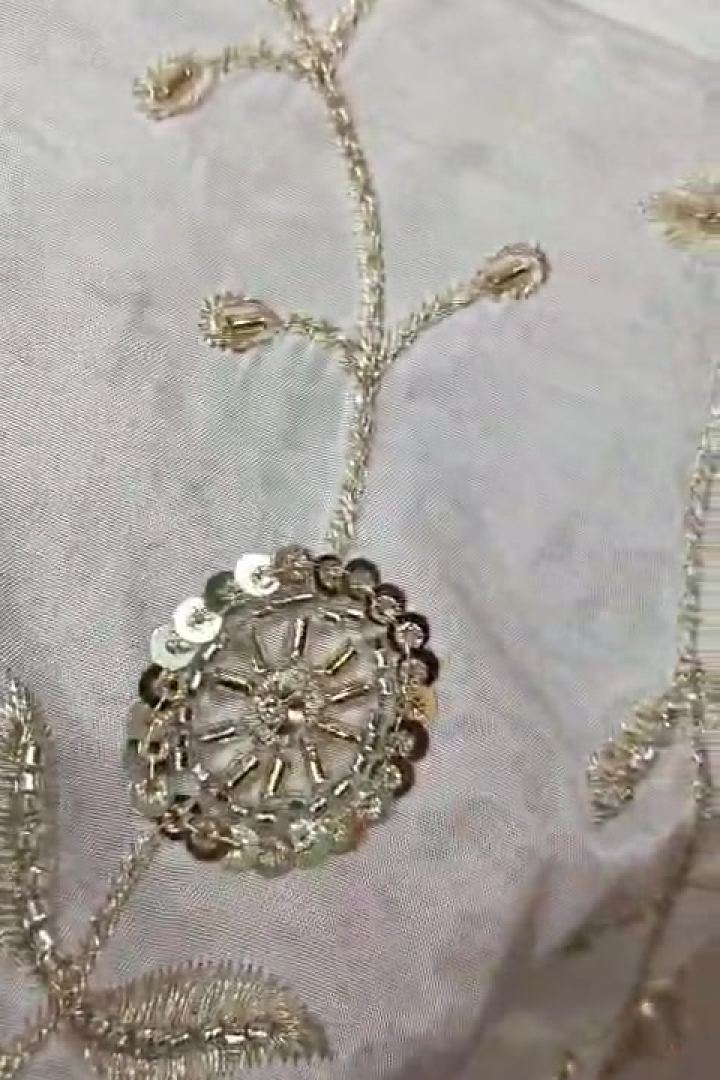 Ivory Gold Rose Embroidery