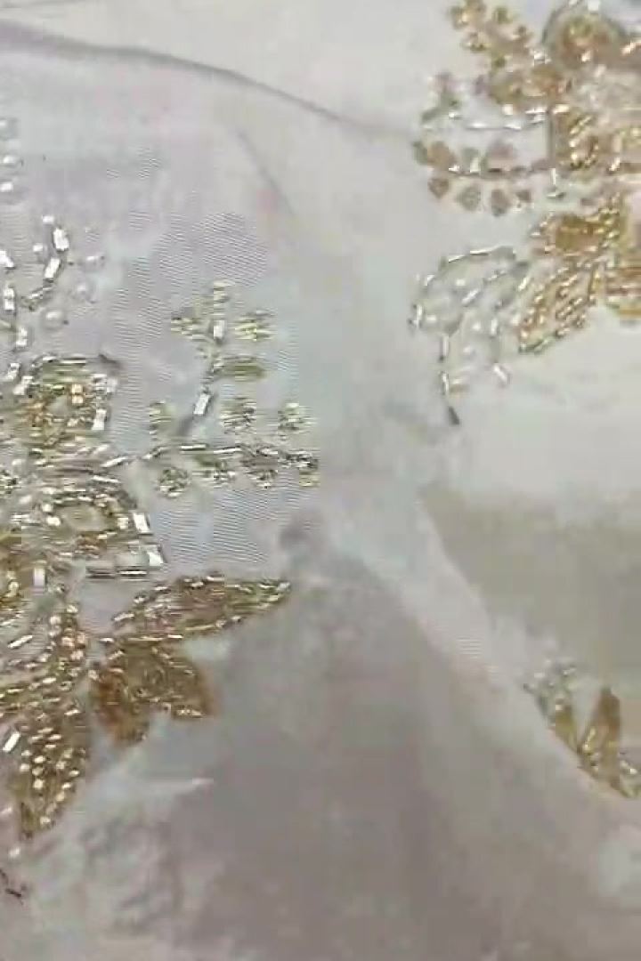 Ivory Gold and Silver Beaded Florals
