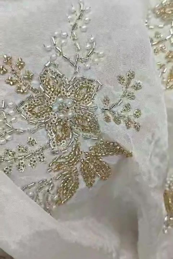 Ivory Gold and Silver Beaded Florals
