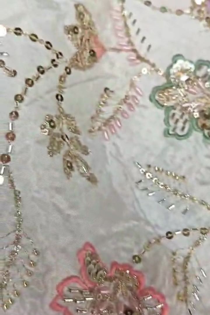 Ivory Peach and Sea Green Florals