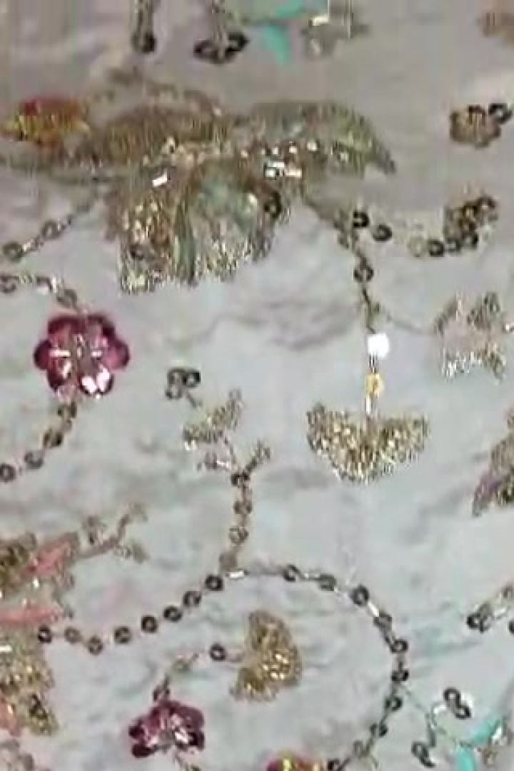 Ivory Pastel Floral Sequins