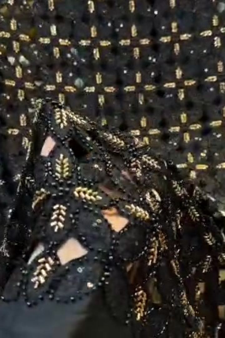 Black Cutwork with Gold Leaves